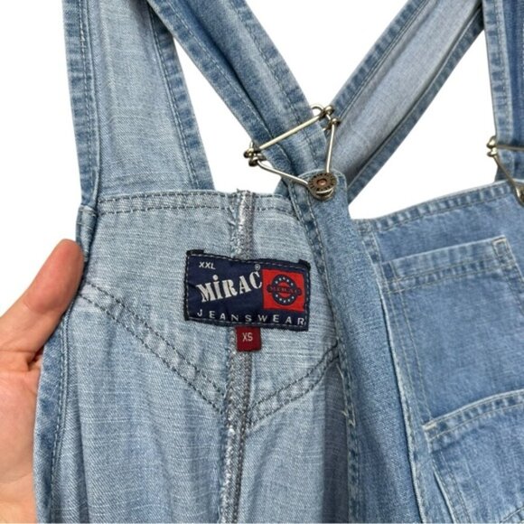 Vintage 90s Denim Overalls Size XS Light Wash Jumpsuit Onesie - Picture 4 of 11